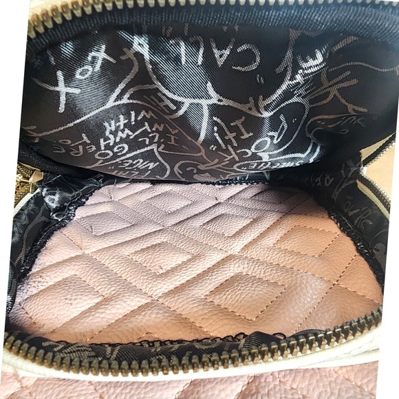 Betsey Johnson Pink Bear Face Quilted Mini Backpack Gold Hardware Rare - Picture 13 of 16